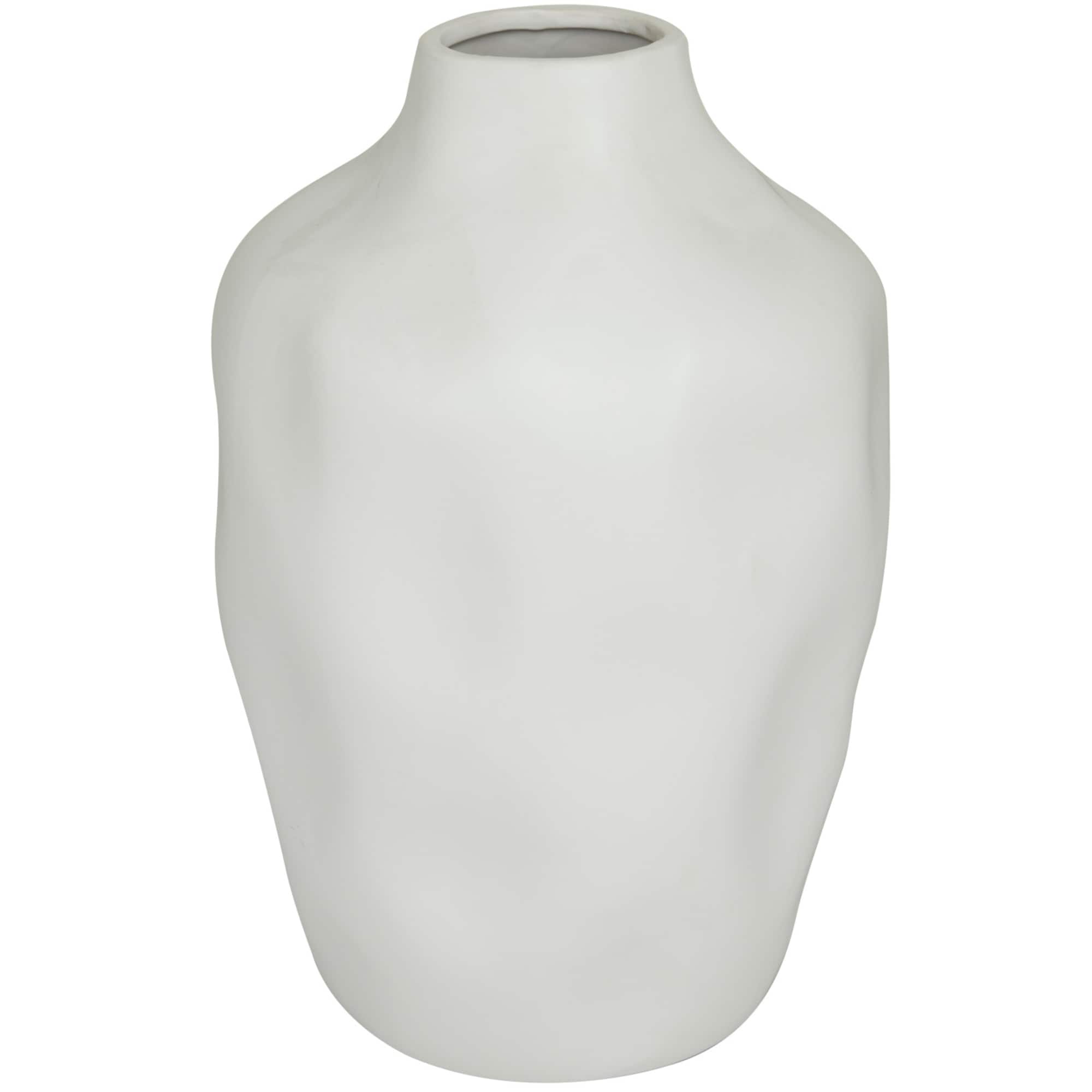 CosmoLiving by Cosmopolitan White Ceramic Faceted Vase 9" x 9" x 14"